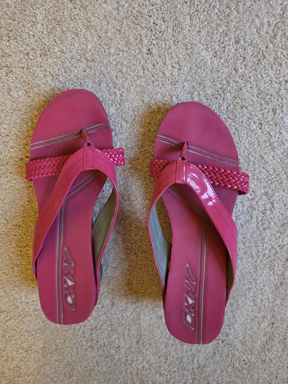 DKNY Pink Braided Thong Sandals